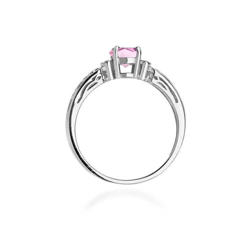 Inel Aur 9K cu Topaz Roz 0.60 ct si Diamante Naturale 0.02 ct, imaginea 7 din 8