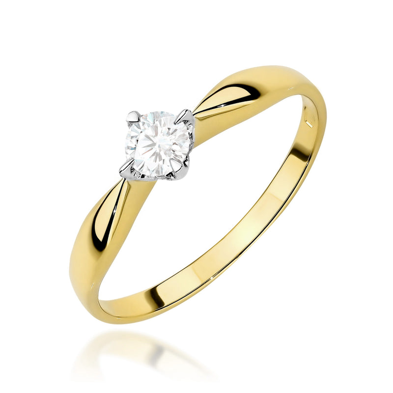Inel Aur 9K cu Diamant de Laborator 0.15 ct — Aur galben