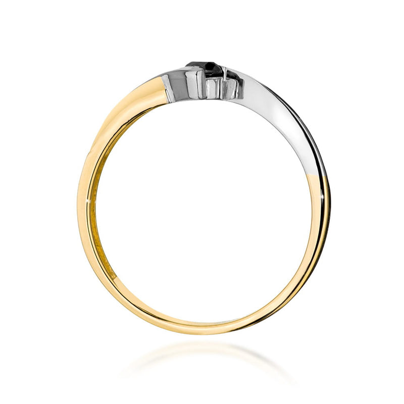 Inel Aur 9K cu Diamante Naturale Albe si Negre 0.15 ct, imaginea 3 din 8