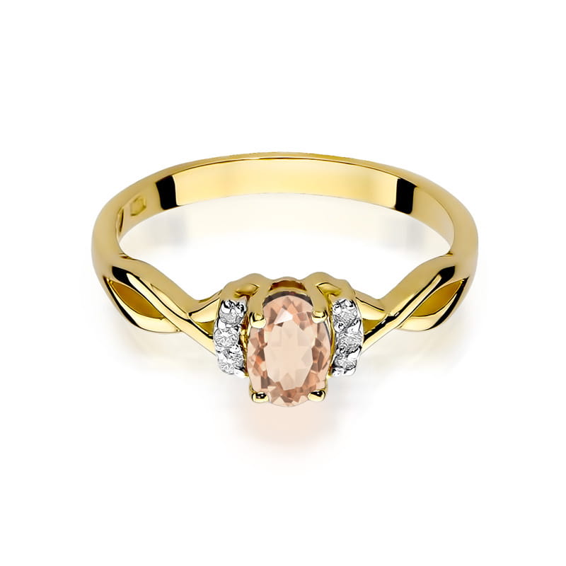 Inel Aur 9K cu Morganit 0.40 ct si Diamante Naturale 0.05 ct, imaginea 2 din 8