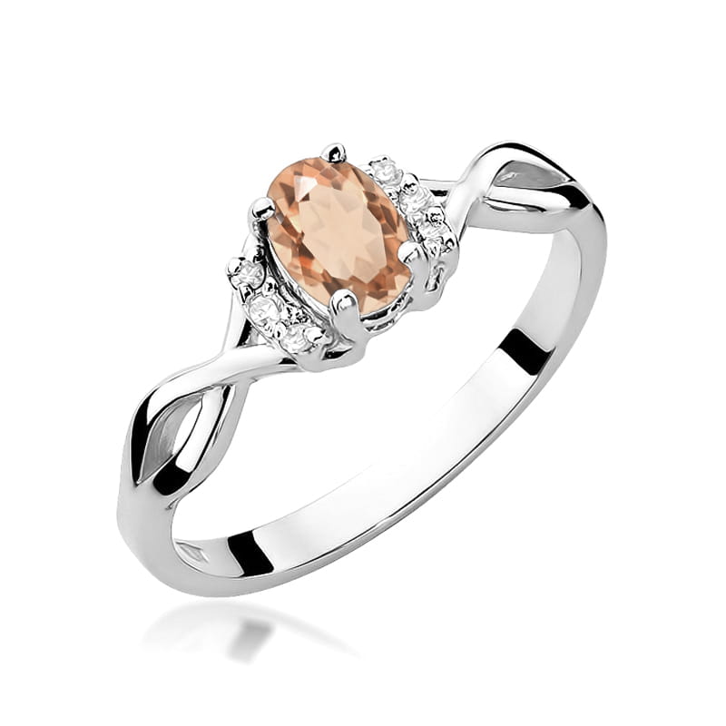 Inel Aur 9K cu Morganit 0.40 ct si Diamante Naturale 0.05 ct, imaginea 5 din 8
