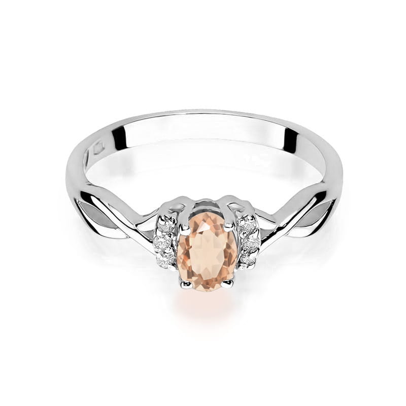 Inel Aur 9K cu Morganit 0.40 ct si Diamante Naturale 0.05 ct, imaginea 6 din 8