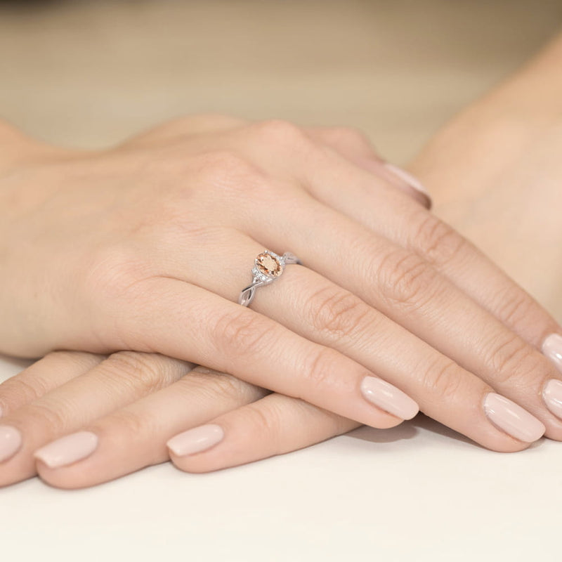 Inel Aur 9K cu Morganit 0.40 ct si Diamante Naturale 0.05 ct, imaginea 8 din 8