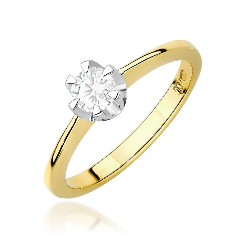 Inel Aur 9K cu Diamant de Laborator 0.40 ct — Aur galben