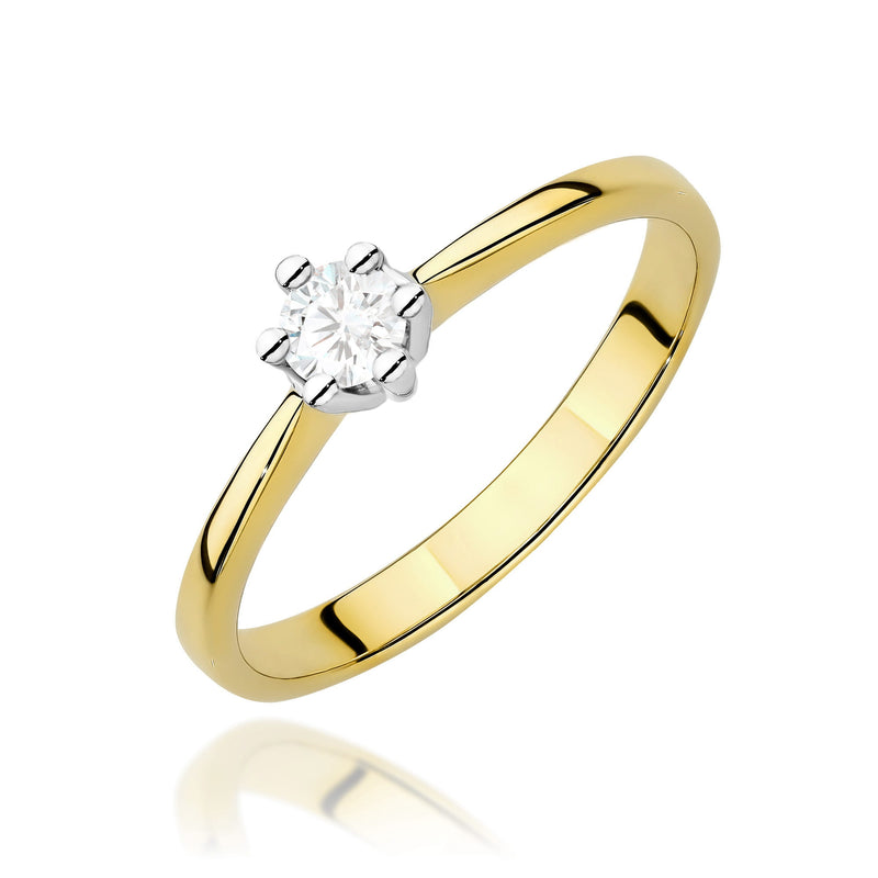 Inel Aur 9K cu Diamant de Laborator 0.15 ct — Aur galben