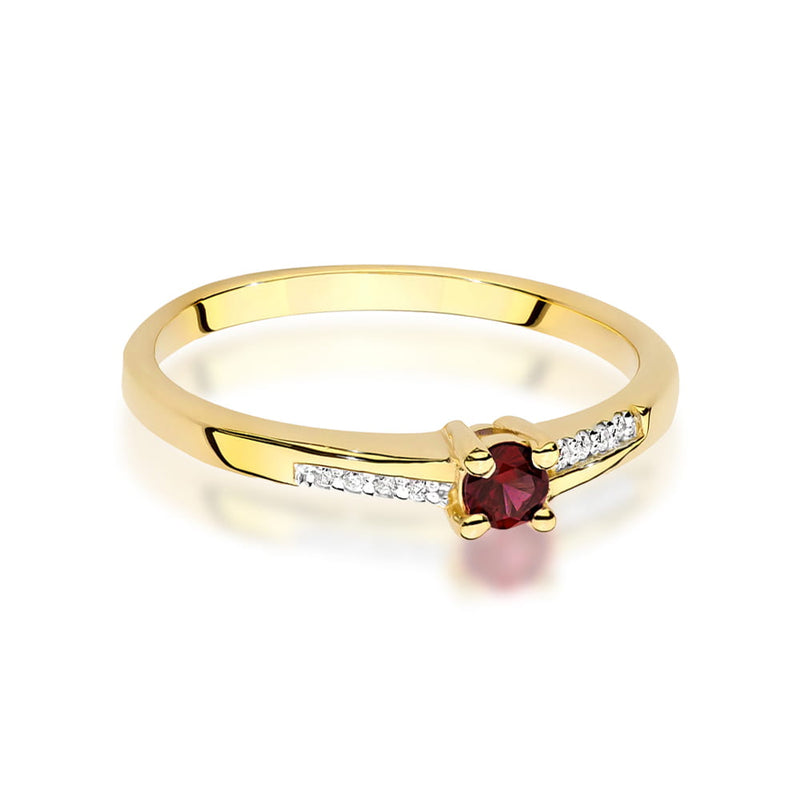 Inel Aur 9K cu Rubin 0.15 ct si Diamante Naturale 0.04 ct, imaginea 2 din 8