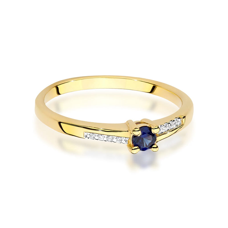 Inel Aur 9K cu Safir 0.15 ct si Diamante Naturale 0.04 ct, imaginea 2 din 8