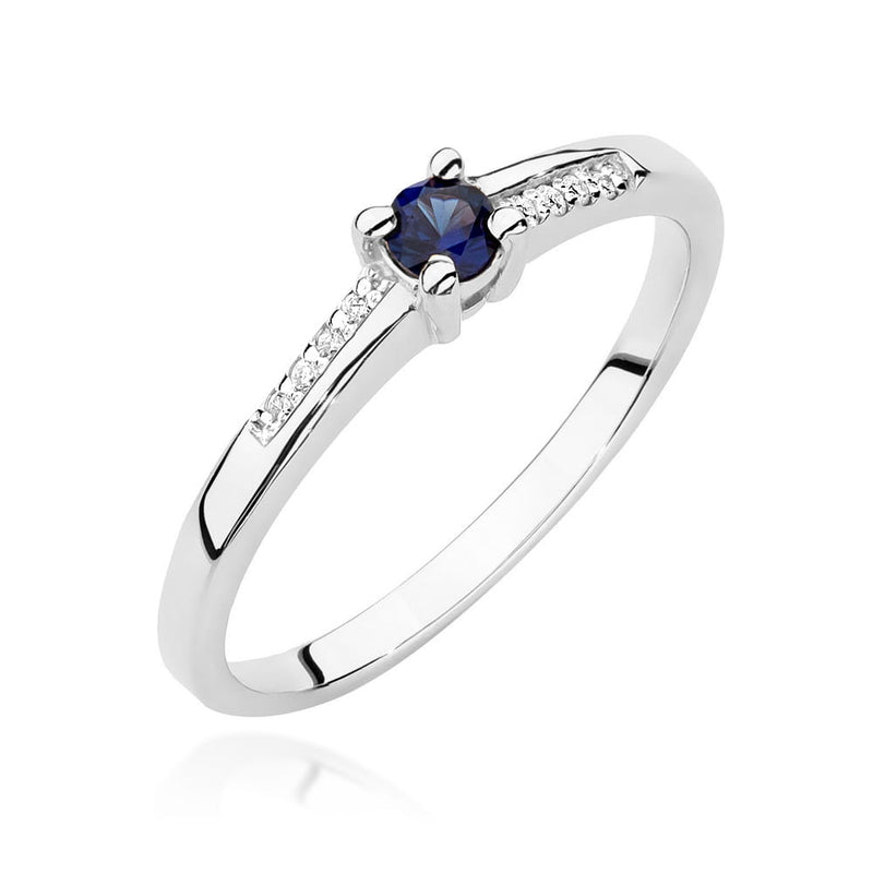 Inel Aur 9K cu Safir 0.15 ct si Diamante Naturale 0.04 ct, imaginea 5 din 8