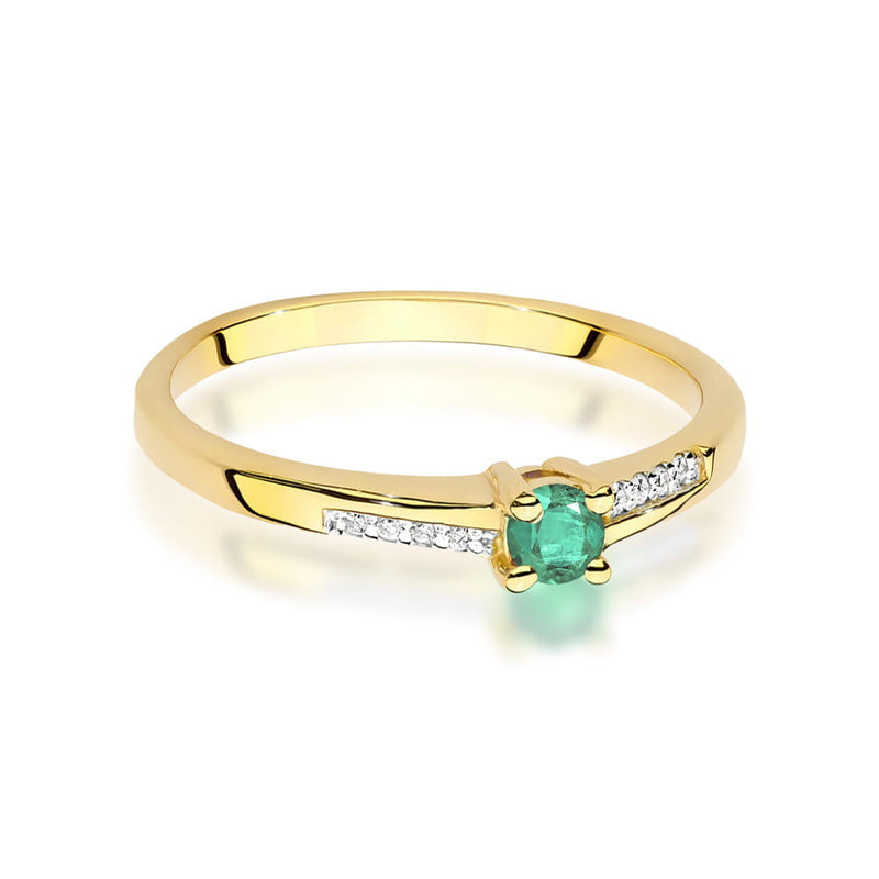 Inel Aur 9K cu Smarald 0.15 ct si Diamante Naturale 0.04 ct, imaginea 2 din 8