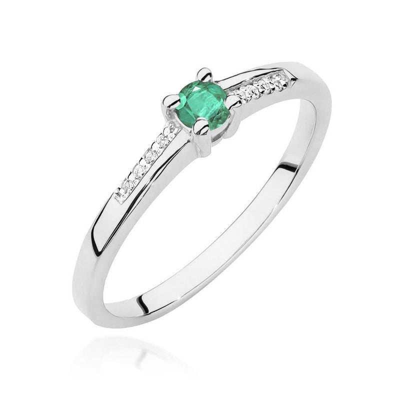 Inel Aur 9K cu Smarald 0.15 ct si Diamante Naturale 0.04 ct, imaginea 5 din 8