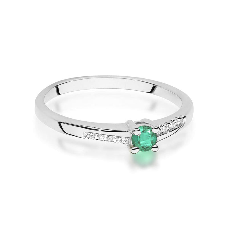 Inel Aur 9K cu Smarald 0.15 ct si Diamante Naturale 0.04 ct, imaginea 6 din 8