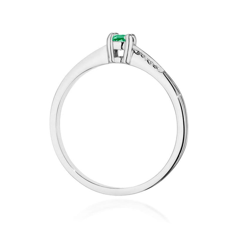 Inel Aur 9K cu Smarald 0.15 ct si Diamante Naturale 0.04 ct, imaginea 7 din 8