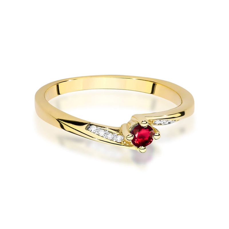 Inel Aur 9K cu Rubin 0.15 ct si Diamante Naturale 0.04 ct, imaginea 2 din 8