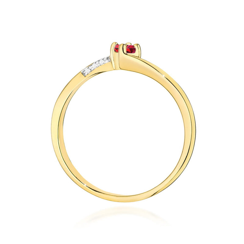 Inel Aur 9K cu Rubin 0.15 ct si Diamante Naturale 0.04 ct, imaginea 3 din 8