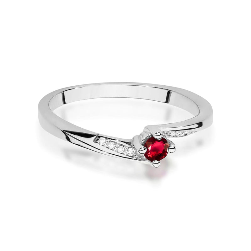 Inel Aur 9K cu Rubin 0.15 ct si Diamante Naturale 0.04 ct, imaginea 6 din 8