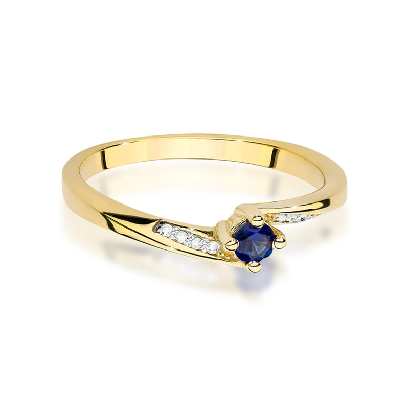 Inel Aur 9K cu Safir 0.15 ct si Diamante Naturale 0.04 ct, imaginea 2 din 8