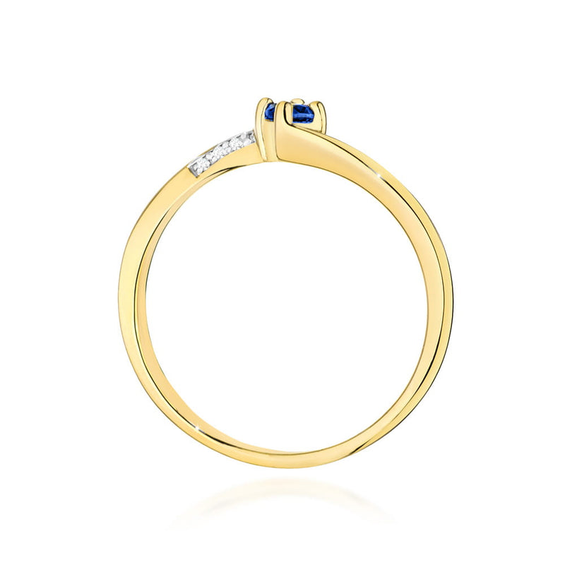 Inel Aur 9K cu Safir 0.15 ct si Diamante Naturale 0.04 ct, imaginea 3 din 8