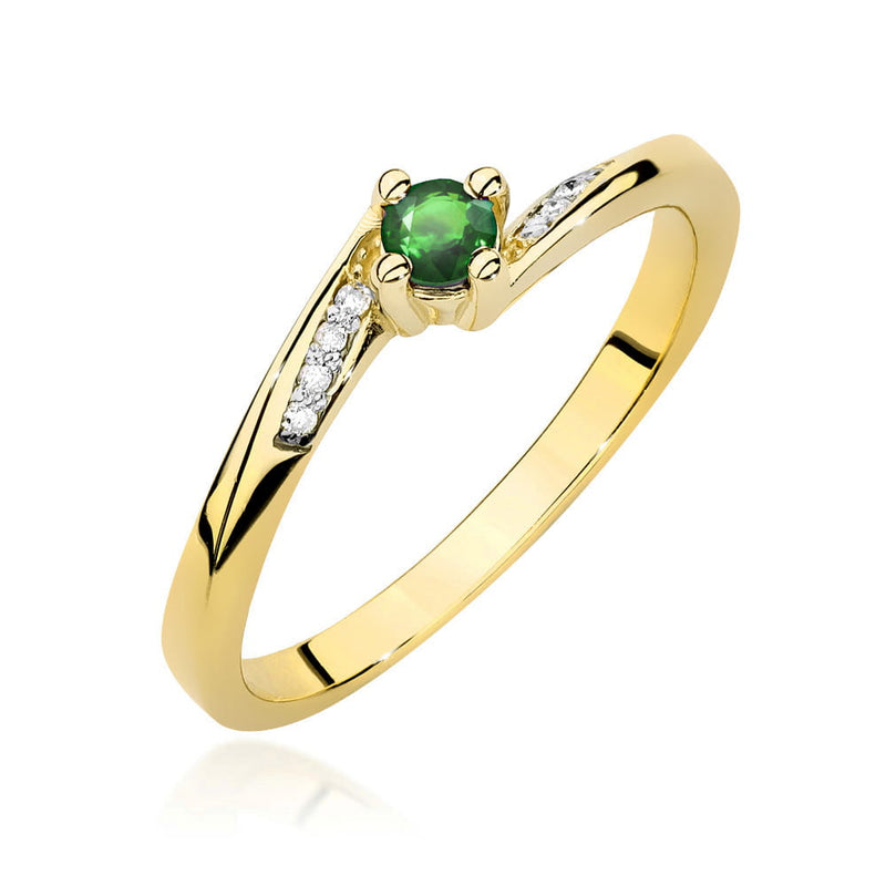 Inel Aur 9K cu Smarald 0.15 ct — Aur galben