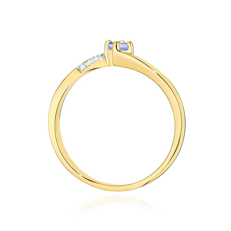 Inel Aur 9K cu Tanzanit 0.15 ct si Diamante Naturale 0.04 ct, imaginea 3 din 8