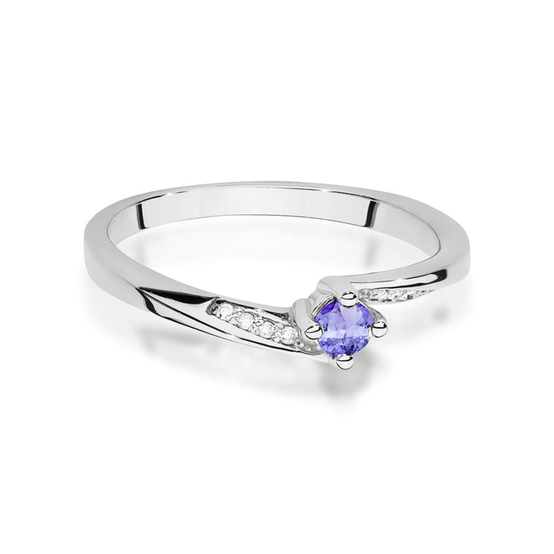 Inel Aur 9K cu Tanzanit 0.15 ct si Diamante Naturale 0.04 ct, imaginea 6 din 8