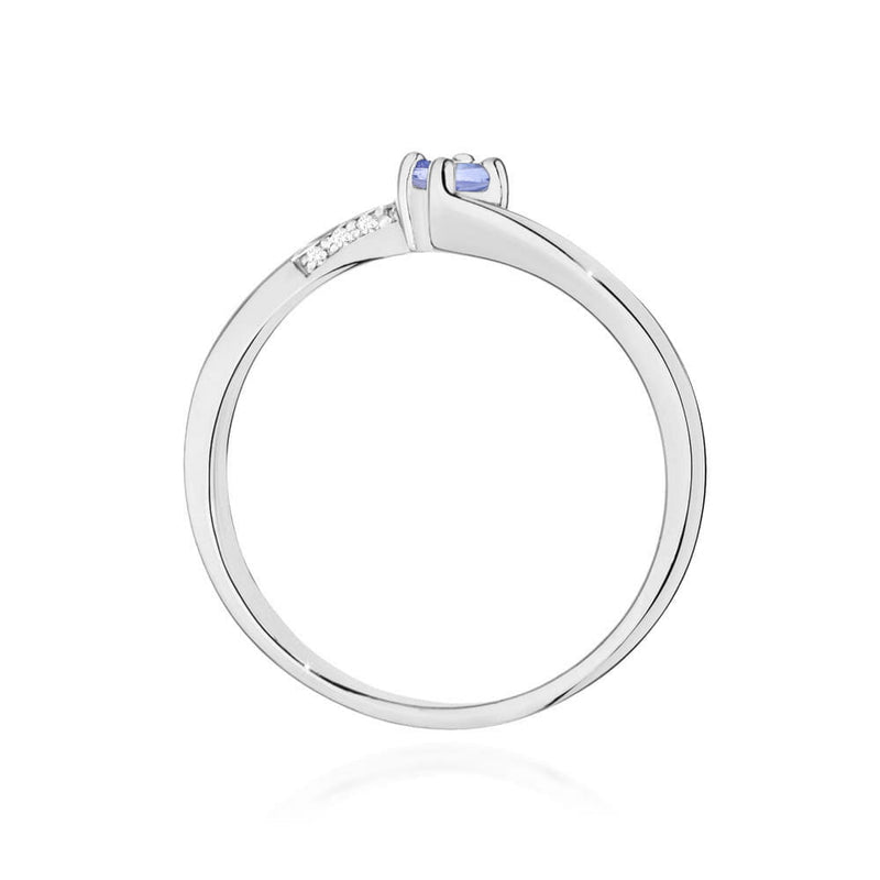 Inel Aur 9K cu Tanzanit 0.15 ct si Diamante Naturale 0.04 ct, imaginea 7 din 8