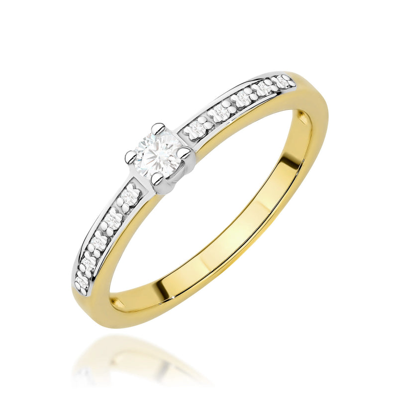Inel Aur 9K cu Diamante de Laborator 0.13 ct — Aur galben