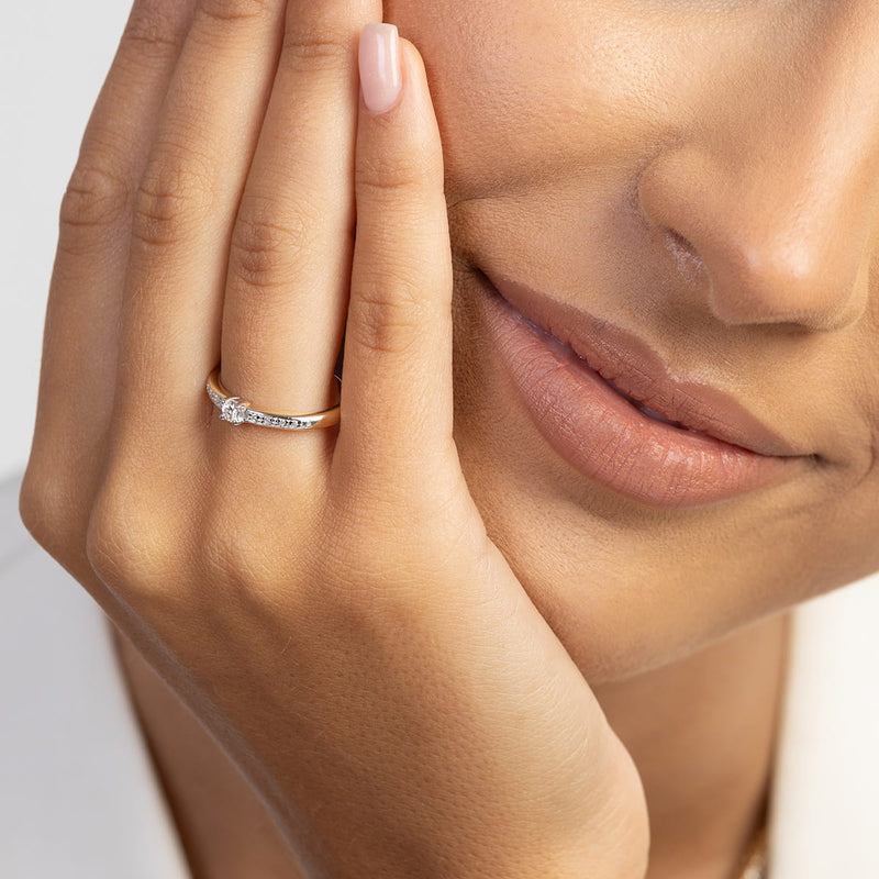 Inel Aur 9K cu Diamante de Laborator 0.13 ct, imaginea 4 din 9