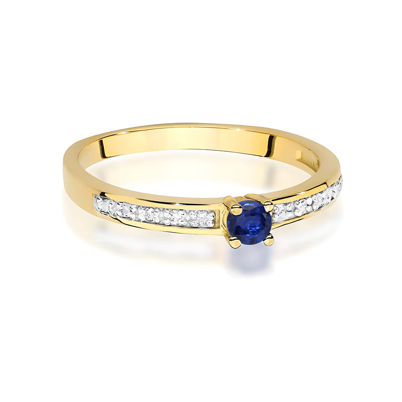 Inel Aur 9K cu Safir 0.15 ct si Diamante Naturale 0.05 ct, imaginea 2 din 8