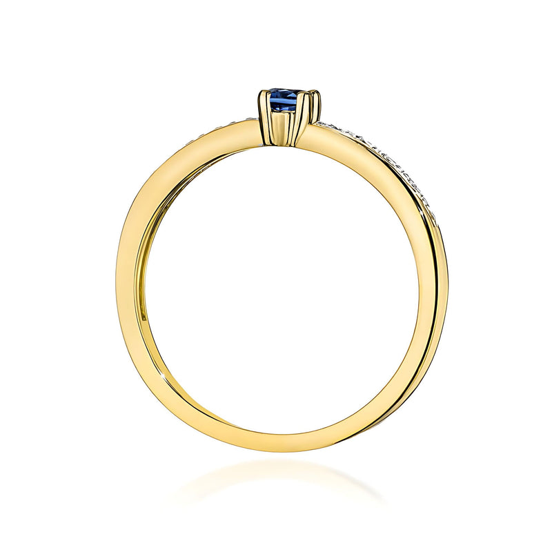 Inel Aur 9K cu Safir 0.15 ct si Diamante Naturale 0.05 ct, imaginea 3 din 8