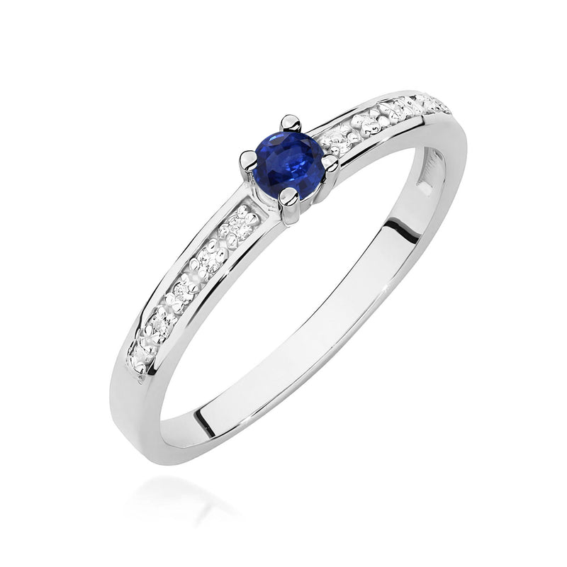 Inel Aur 9K cu Safir 0.15 ct si Diamante Naturale 0.05 ct, imaginea 5 din 8