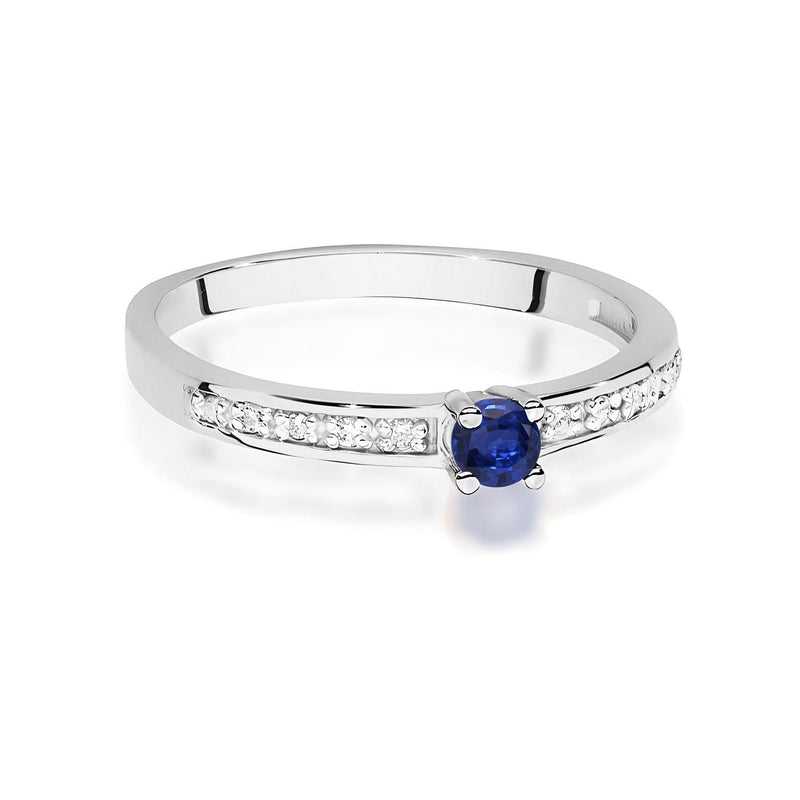 Inel Aur 9K cu Safir 0.15 ct si Diamante Naturale 0.05 ct, imaginea 6 din 8