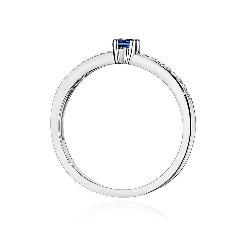 Inel Aur 9K cu Safir 0.15 ct si Diamante Naturale 0.05 ct, imaginea 7 din 8