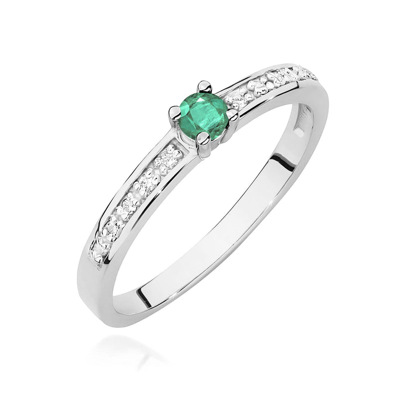 Inel Aur 9K cu Smarald 0.15 ct si Diamante Naturale 0.05 ct, imaginea 5 din 8