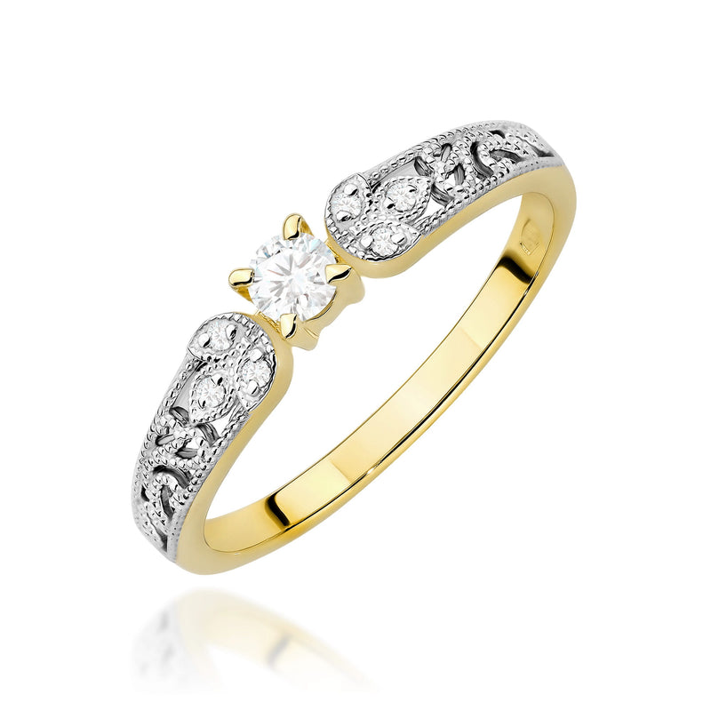 Inel Aur 9K cu Diamante de Laborator 0.13 ct — Aur galben