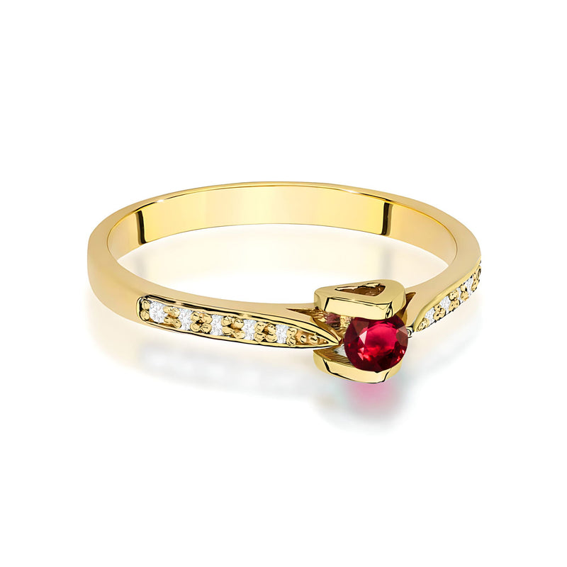 Inel Aur 9K cu Rubin 0.15 ct si Diamante Naturale 0.05 ct, imaginea 2 din 8