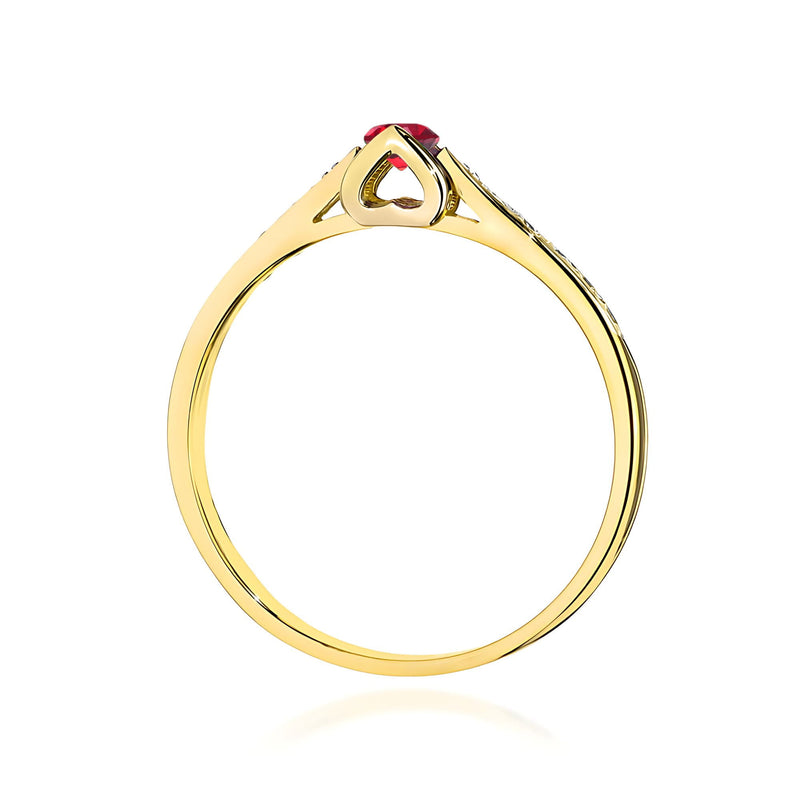 Inel Aur 9K cu Rubin 0.15 ct si Diamante Naturale 0.05 ct, imaginea 3 din 8
