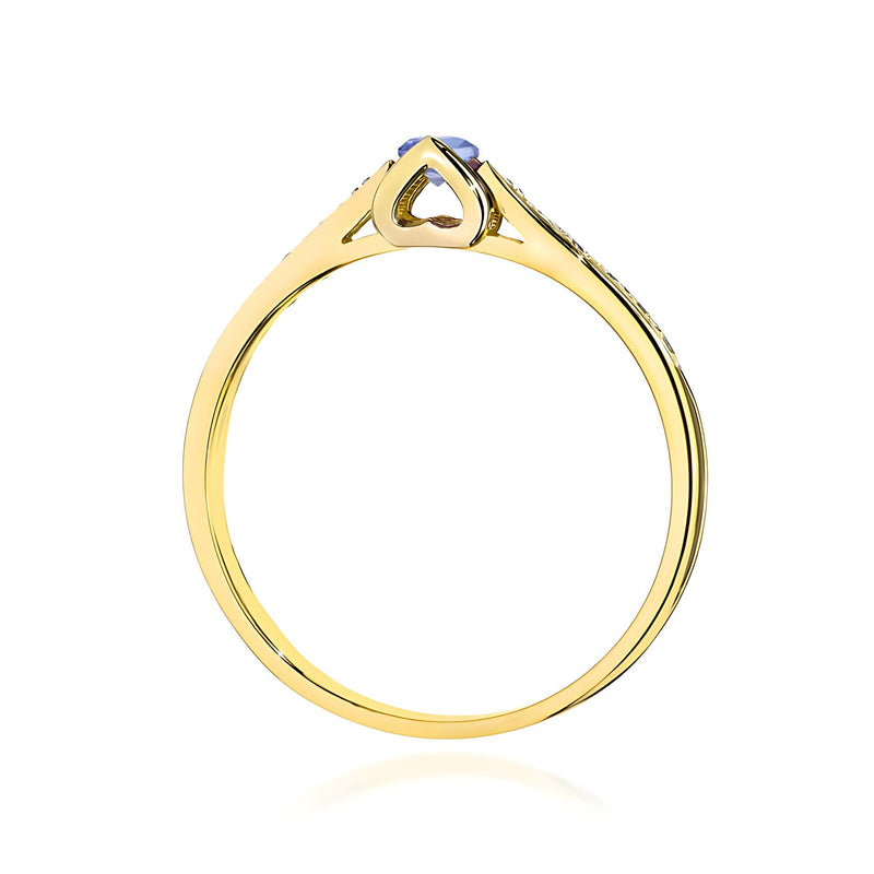 Inel Aur 9K cu Tanzanit 0.15 ct si Diamante Naturale 0.05 ct, imaginea 3 din 8