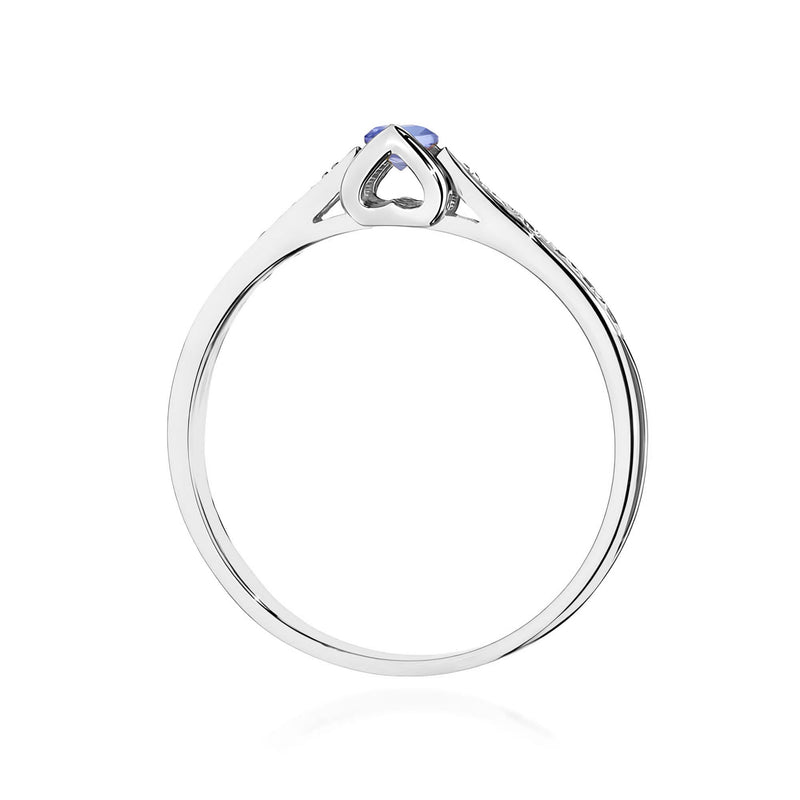 Inel Aur 9K cu Tanzanit 0.15 ct si Diamante Naturale 0.05 ct, imaginea 7 din 8