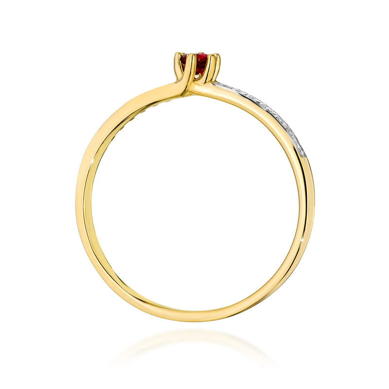 Inel Aur 9K cu Rubin 0.15 ct si Diamante Naturale 0.07 ct, imaginea 3 din 8
