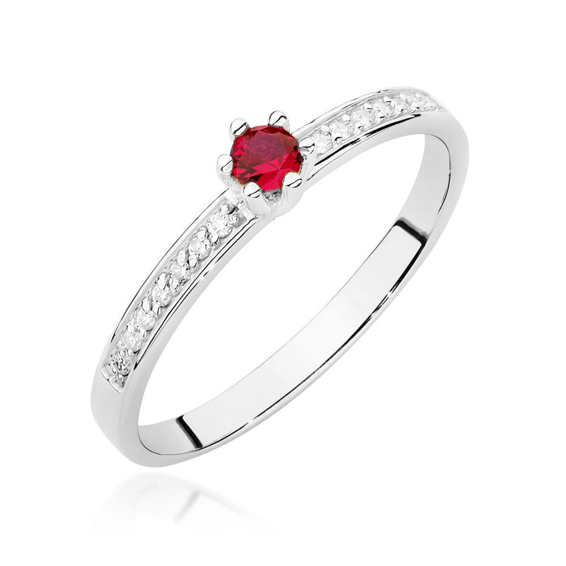 Inel Aur 9K cu Rubin 0.15 ct si Diamante Naturale 0.07 ct, imaginea 5 din 8