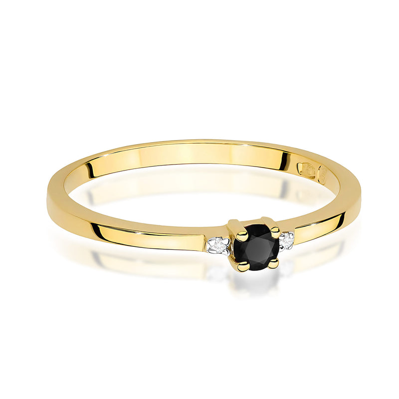 Inel Aur 9K cu Diamante Naturale Albe si Negre 0.13 ct, imaginea 2 din 8