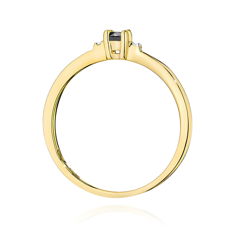 Inel Aur 9K cu Diamante Naturale Albe si Negre 0.13 ct, imaginea 3 din 8