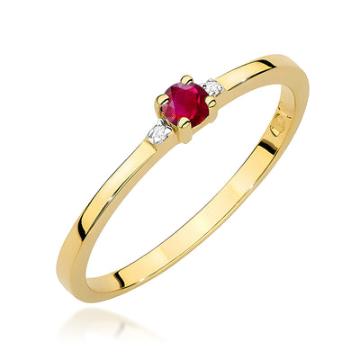 Inel Aur 9K cu Rubin 0.15 ct si Diamante Naturale 0.01 ct