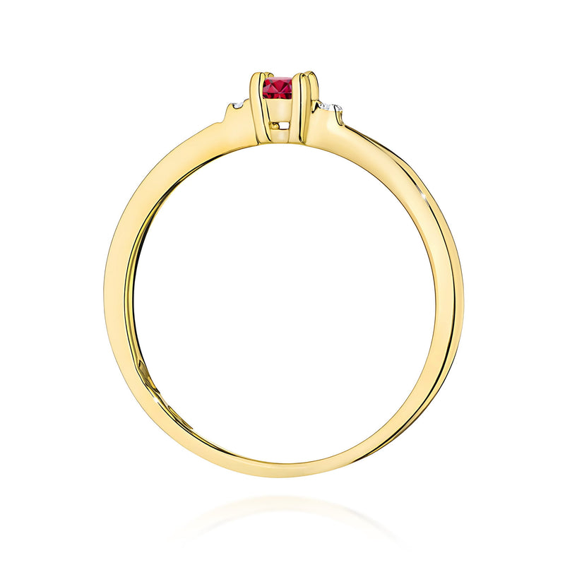 Inel Aur 9K cu Rubin 0.15 ct si Diamante Naturale 0.01 ct, imaginea 3 din 8