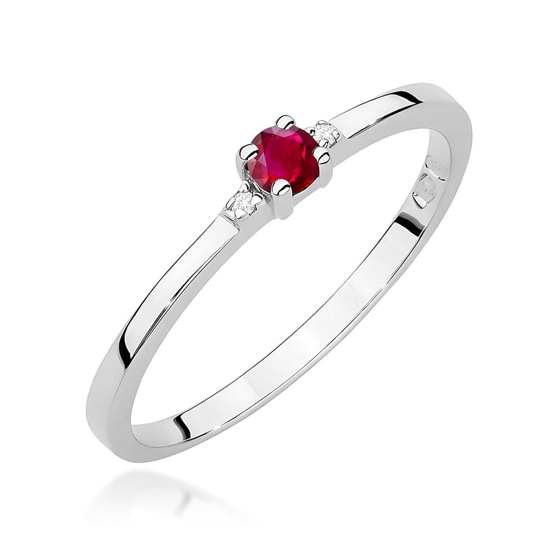 Inel Aur 9K cu Rubin 0.15 ct si Diamante Naturale 0.01 ct, imaginea 5 din 8