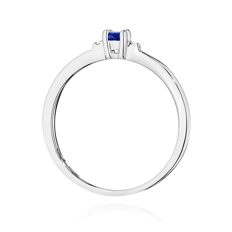Inel Aur 9K cu Safir 0.15 ct si Diamante Naturale 0.01 ct, imaginea 7 din 8