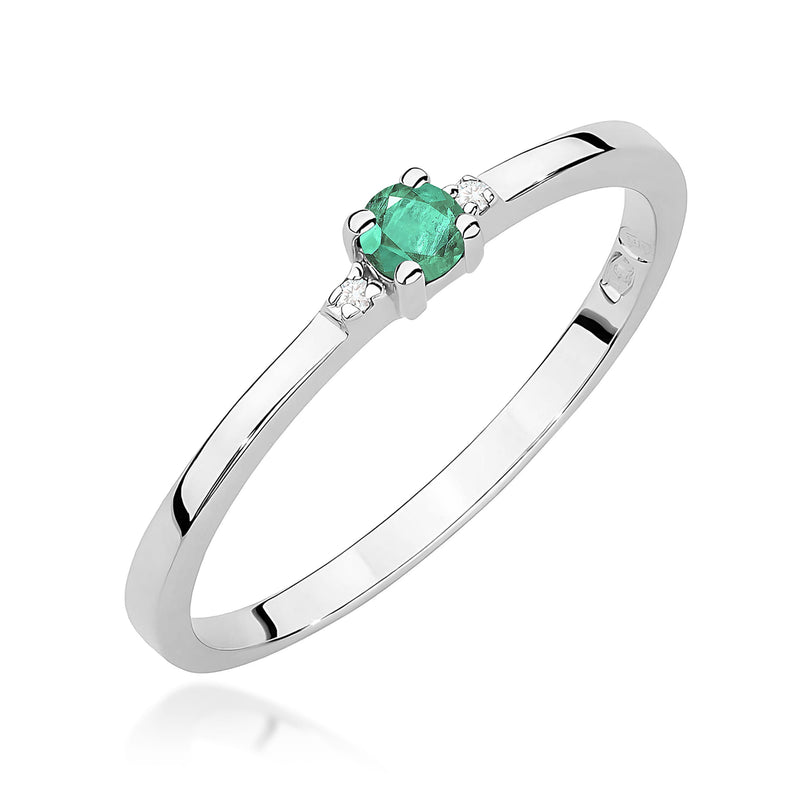Inel Aur 9K cu Smarald 0.15 ct si Diamante Naturale 0.01 ct, imaginea 5 din 8