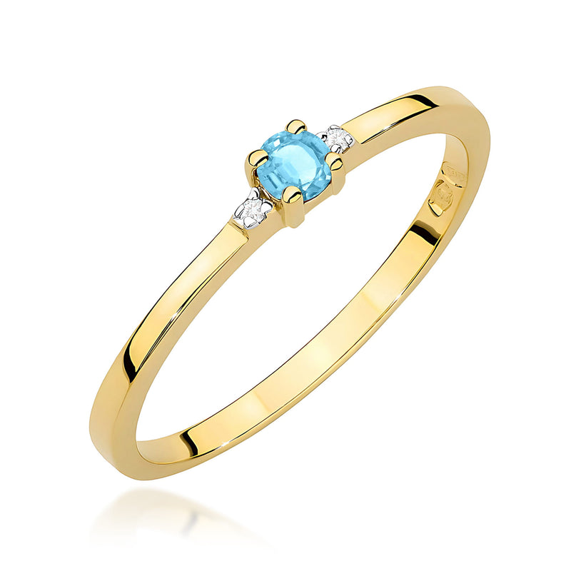 Inel Aur 9K cu Topaz Swiss 0.15 ct si Diamante Naturale 0.01 ct — Aur galben