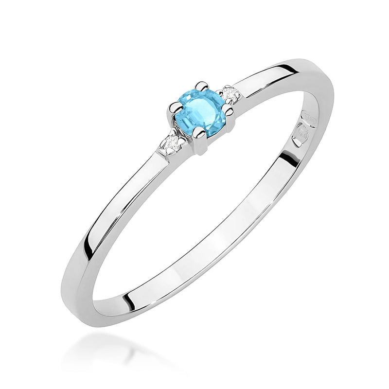 Inel Aur 9K cu Topaz Swiss 0.15 ct si Diamante Naturale 0.01 ct, imaginea 5 din 8