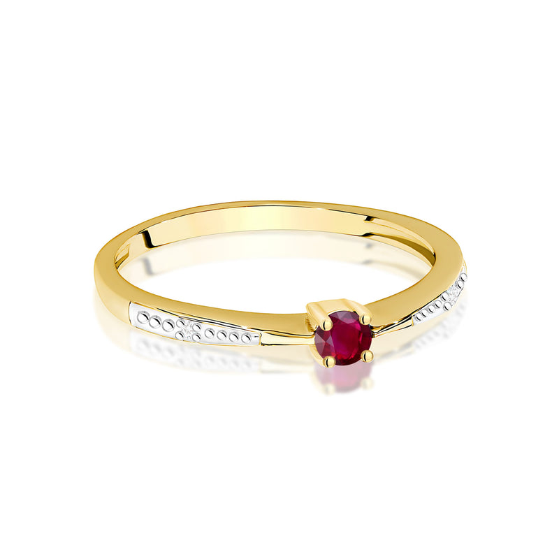 Inel Aur 9K cu Rubin 0.15 ct si Diamante Naturale 0.01 ct, imaginea 2 din 8